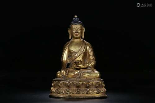 Qing Chinese Gilt Bronze Seated Buddha