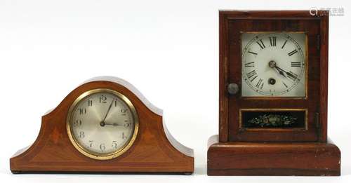 MAHOGANY INLAY CLOCK & SETH THOMAS CLOCK, 2 PCS