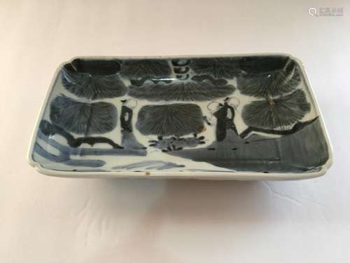 Qing Chinese Blue and White Porcelain Tray