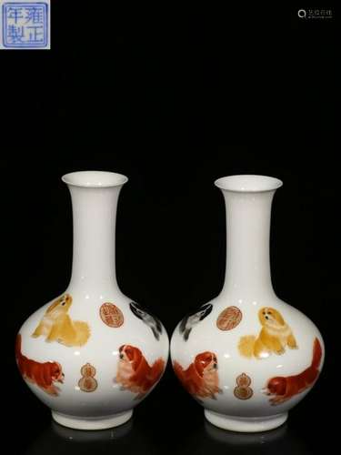 Pair of Republican Chinese FamilleRose Vases,Mark