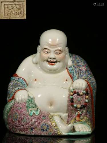 Republican Chinese Famille Rose Porcelain Buddha,M