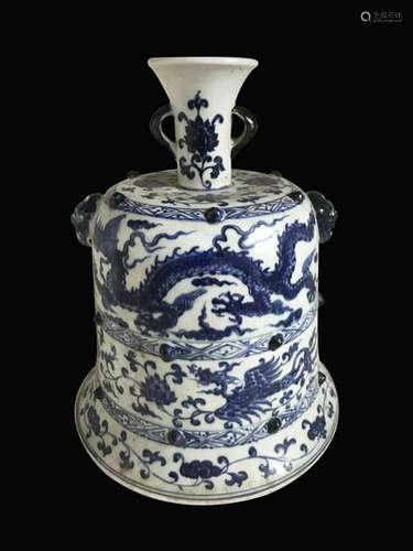 Chinese Blue and White Porcelain Bell