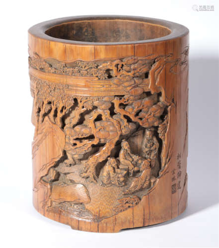 Bamboo carving penholder in the early Qing Dynasty