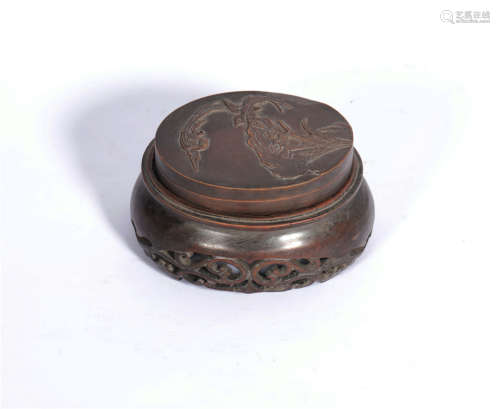 A set of carved Phoenix inkstone in Qing Dynasty