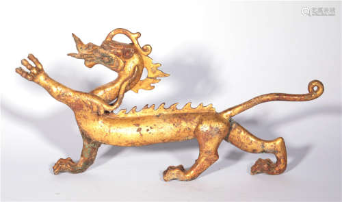 Bronze Dragon wrapped Gold in Tang Dynasty