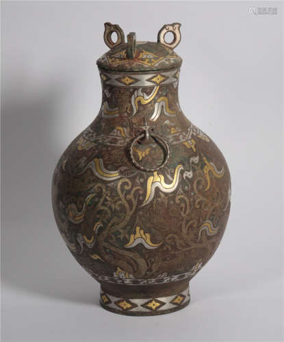 Bronze wrong gold and silver bottle in the warring States period