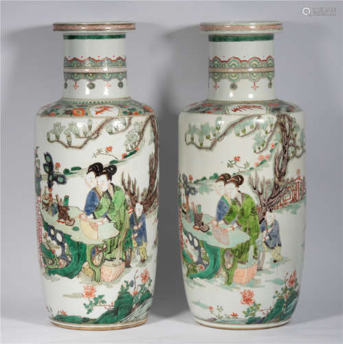 A pair of colorful characters of Kangxi in Qing Dynasty