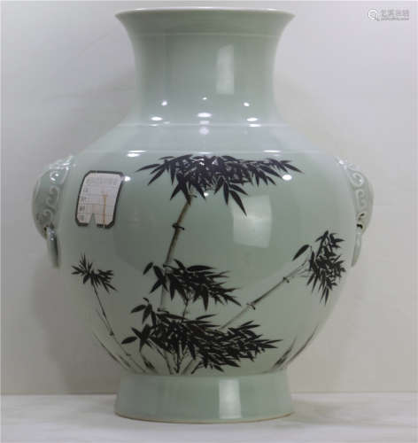 Qing Dynasty Qianlong Blue Glaze Ink Caizun