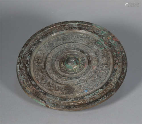 Bronze Flower and Bird inscription Mirror in Tang Dynasty