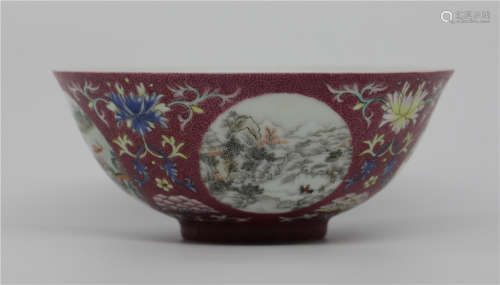 Qianlong pink flower bowl in Qing Dynasty