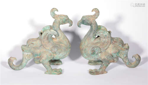 A pair of bronze birds in the Tang Dynasty
