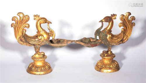 Bronze gilded lamps in Tang Dynasty