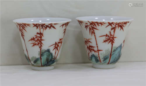 A pair of pink cups in the early Qing Dynasty