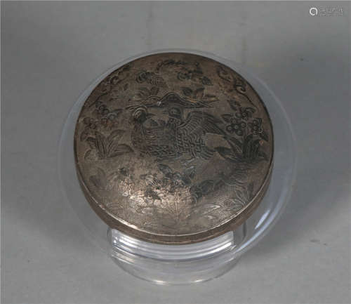 Silver engraved Pollen Box in Tang Dynasty