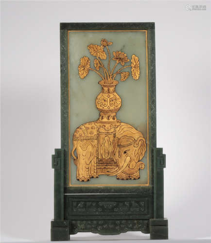 Jasper painted gold screen in Qing Dynasty