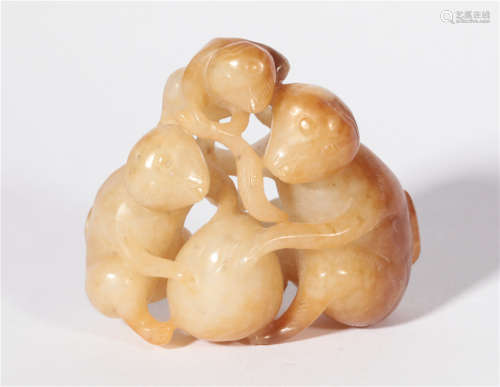 White jade monkey pendant in Qing Dynasty
