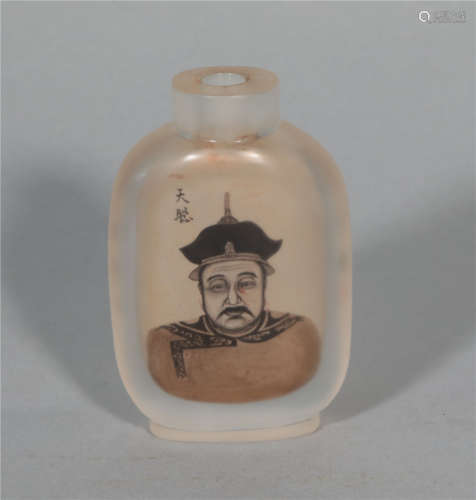 Crystal painting snuff bottle in the late Qing Dynasty