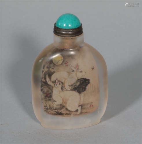 Snuff bottle painted in the Crystal of the Republic of China