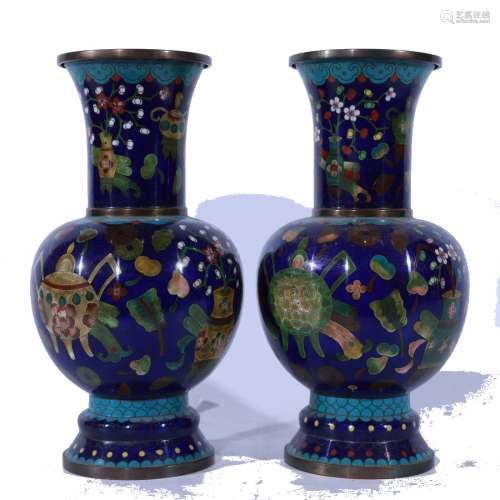A Pair of Chinese Closonne Vases