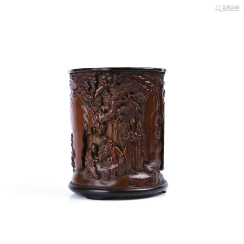 A Chinese Carved Bamboo Brush Pot