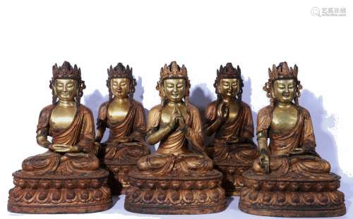 The Bronze Statue of Five Dhyani Buddhas