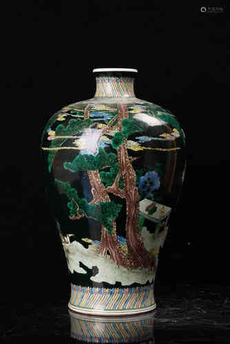 A Chinese Tri-colored Glazed Porcelain Plum Vase