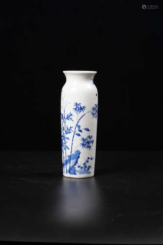 A Chinese Blue and White Flower-and-bird Porcelain Vase