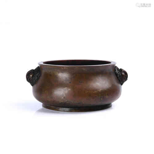 A Chinese Bronze Censer with Double Ears