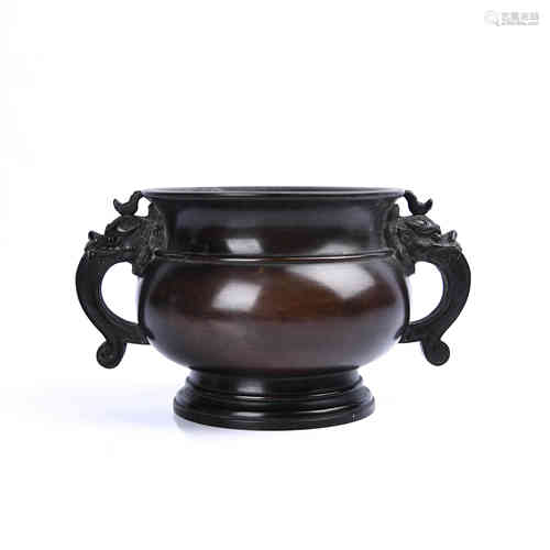 A Chinese Bronze Censer with Dragon Ears