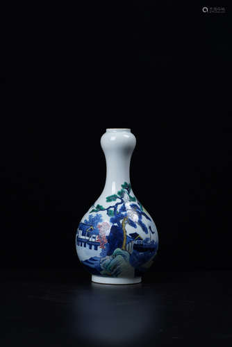 A Chinese Multicolored Garlic-mouthed Porcelain Vase