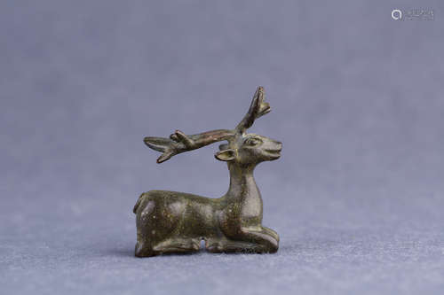 A Chinese Bronze Deer Paperweight