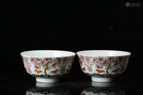 A Pair of Chinese Famille Rose Porcelain Bowls