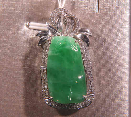 A Chinese Jadeite Bamboo Pendant