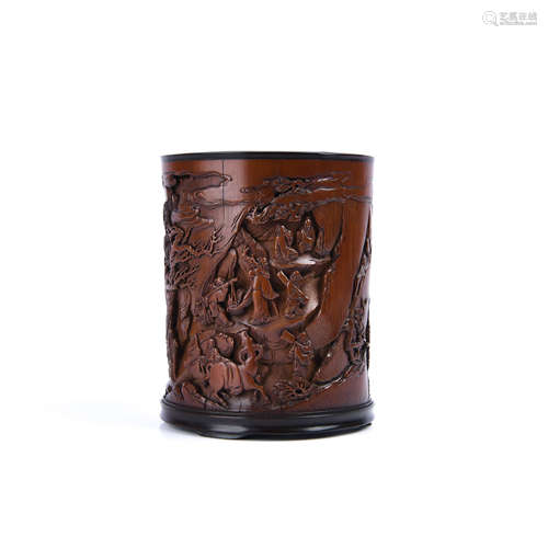 A Chinese Carved Bamboo Brush Pot