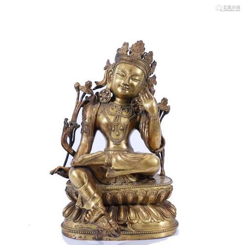 A Bronze Statue of Green Tara