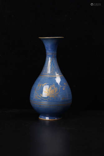 A Chinese Blue Glazed Floral Porcelain Yuhuchunping