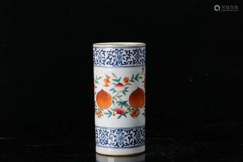 A Chinese Famille Rose Porcelain Brush Pot