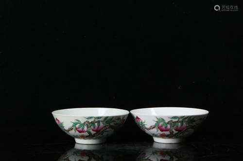 A Pair of Chinese Famille Rose Porcelain Bowls