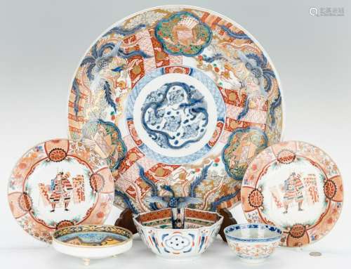 6 Japanese Porcelain Items, incl. Imari Charger