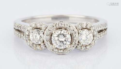 Past Present Future 14K White Gold Diamond Ring
