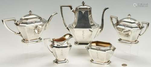 5 Pc. Sterling Silver Tea Set, Treasure Pattern