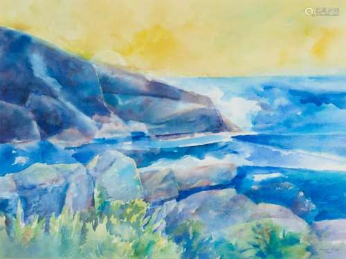 George Cress W/C Painting, Maine Sunrise