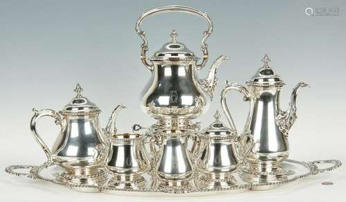 Shreve & Co. Sterling Tea Set w/ Tray, 7 pcs