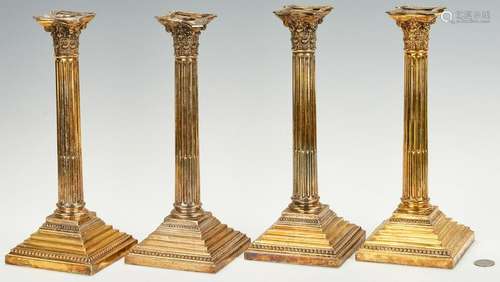 4 Gilt Sterling Candlesticks, Tiffany retailed