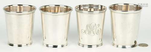 4 Kentucky Akin Retailed Coin Silver Julep Cups