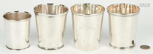 4 Coin Silver Julep Cups, incl. KY