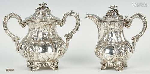 Alabama Coin Silver Sugar & Creamer, W. V. Moore