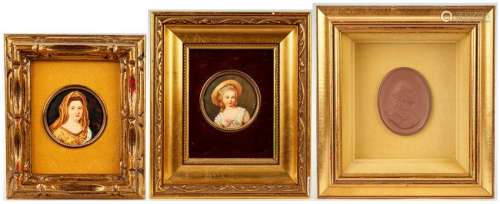 2 Miniature Portraits plus Meissen Medallion