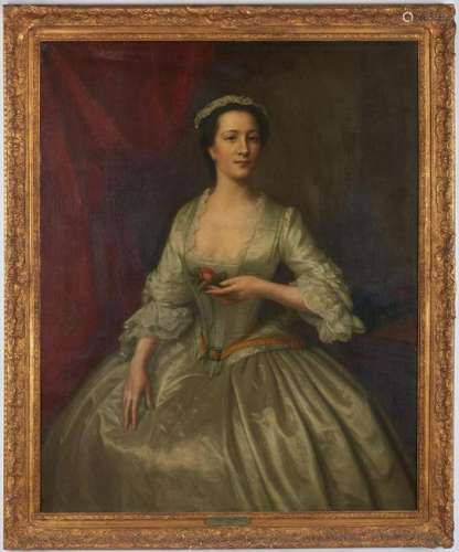 Attrib. Joseph Highmore, Oil Portrait of Mrs. E. Holmes