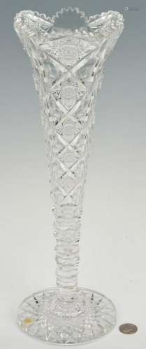 Tall Cut Glass Trumpet Vase att. Hawkes